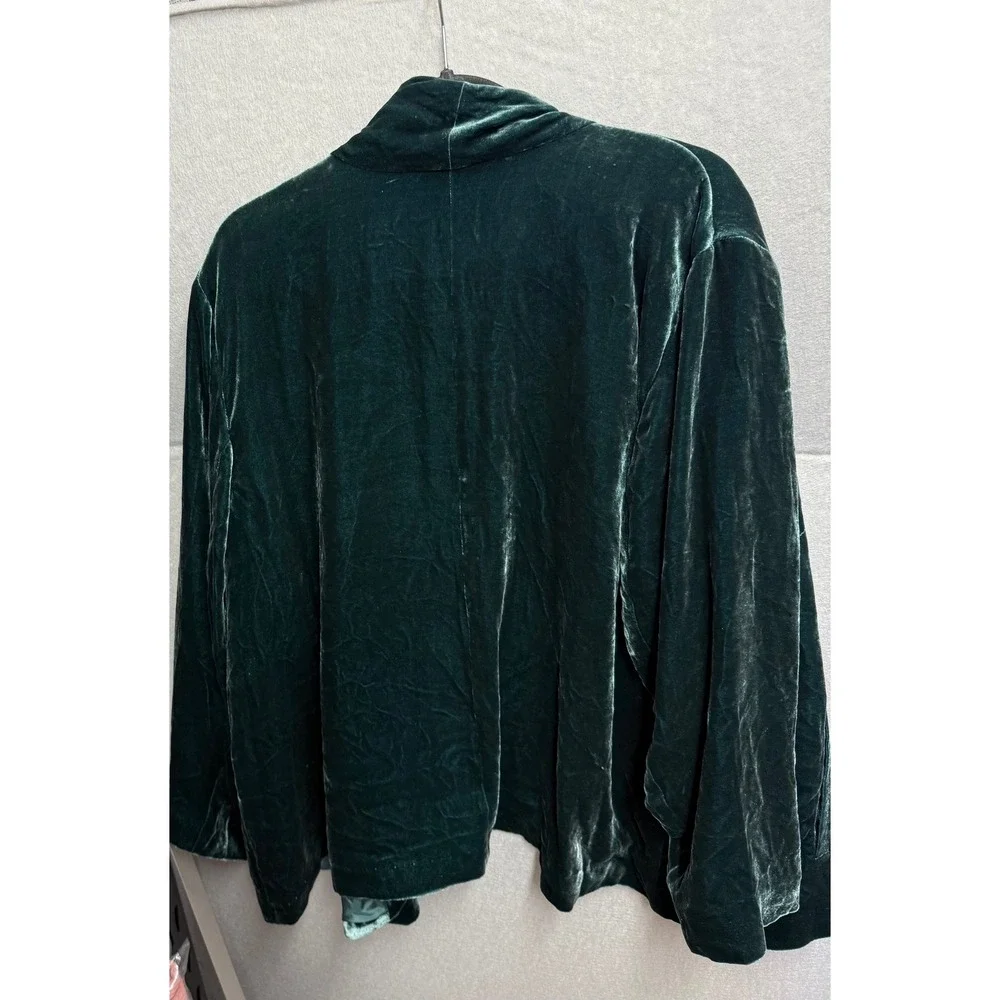 Eileen Fisher Woman's Velvet Pine Angled Shaped Jacket Open Shawl Collar 3X NWTl